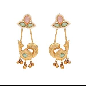 Elegant Gold and Green Dangle Earrings